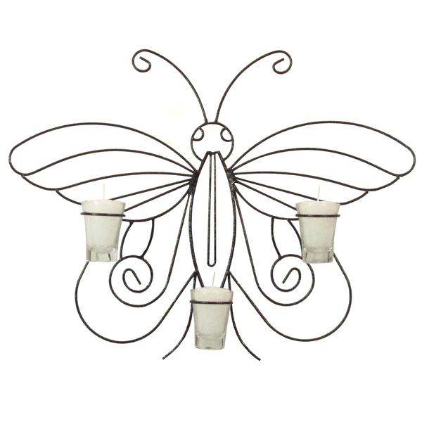 Imagem de Arandela Borboleta 50 Cm Decorativo Parede Porta Vela Branca