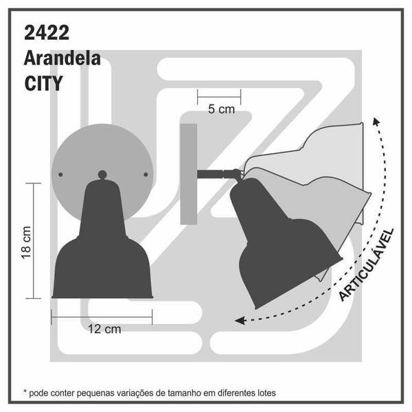 Imagem de Arandela City - Articulada 90º - Preta