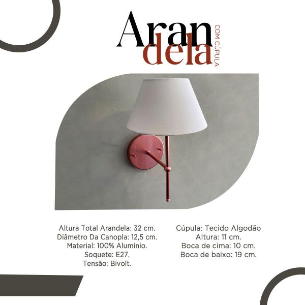 Arandela Clássica Alumínio Bivolt Com Cúpula Algodão Cone Ref 16 - TANGERINA Imagem de Arandela Clássica Alumínio Bivolt Com Cúpula Algodão Cone Ref 16