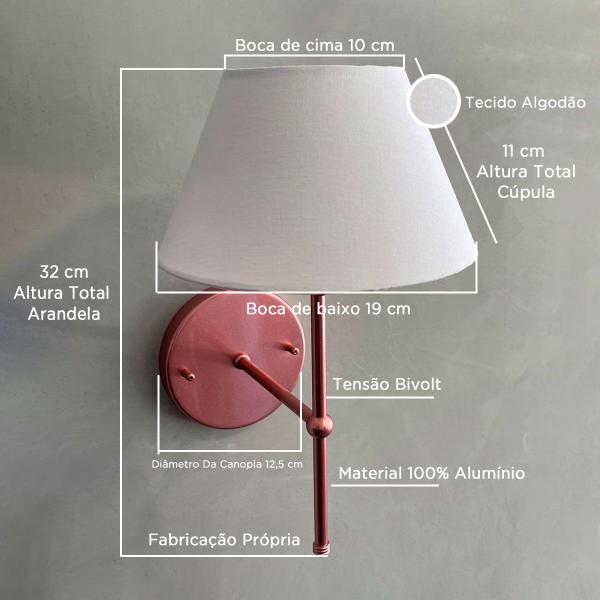 Arandela Clássica Alumínio Bivolt Com Cúpula Algodão Cone Ref 16 - TANGERINA Imagem de Arandela Clássica Alumínio Bivolt Com Cúpula Algodão Cone Ref 16