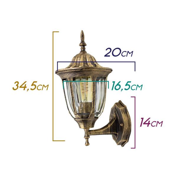 Arandela Colonial Alumínio Ouro Velho E27 Retro St202p - Starlumen Imagem de Arandela Colonial Alumínio Ouro Velho E27 Retro St202p
