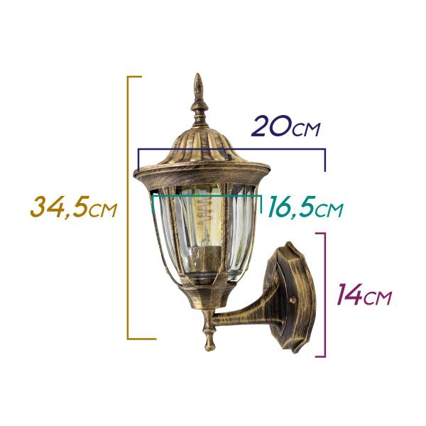 Arandela Colonial Alumínio Ouro Velho E27 Retro St202p - Starlumen Imagem de Arandela Colonial Alumínio Ouro Velho E27 Retro St202p