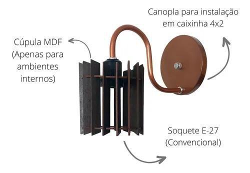 Imagem de Arandela Colonial Madeira Mdf Cúpula Cilíndrica - Soquete E-27 - ABF Luminárias