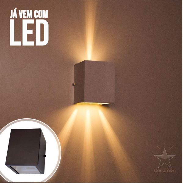 Imagem de Arandela de efeito 4 fachos marrom + Lâmpada Led 5w 3000k luminária externa e interna st544