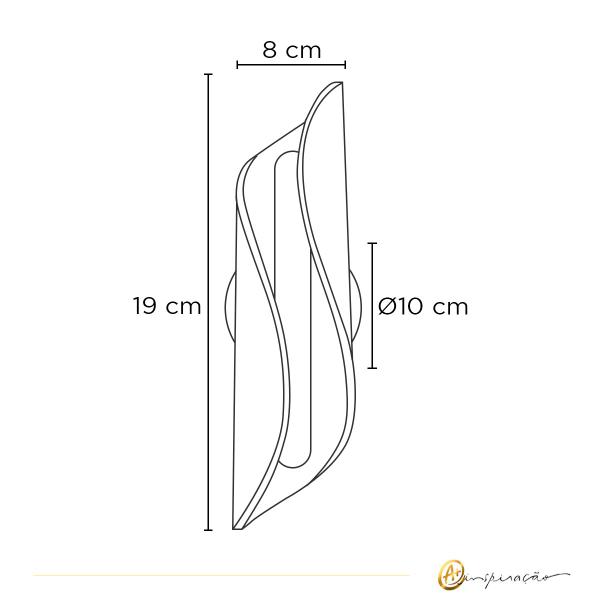 Imagem de Arandela De Parede Acrílico Betania Curva Led 3200K 7W Dourado