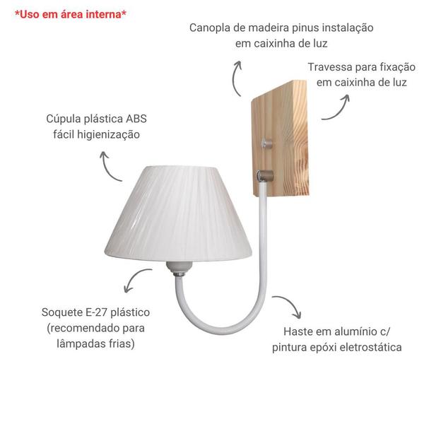 Imagem de Arandela De Parede Colonial Retrô Americana Estilo J Canopla Pinus - Soquete E-27  ABF Luminárias