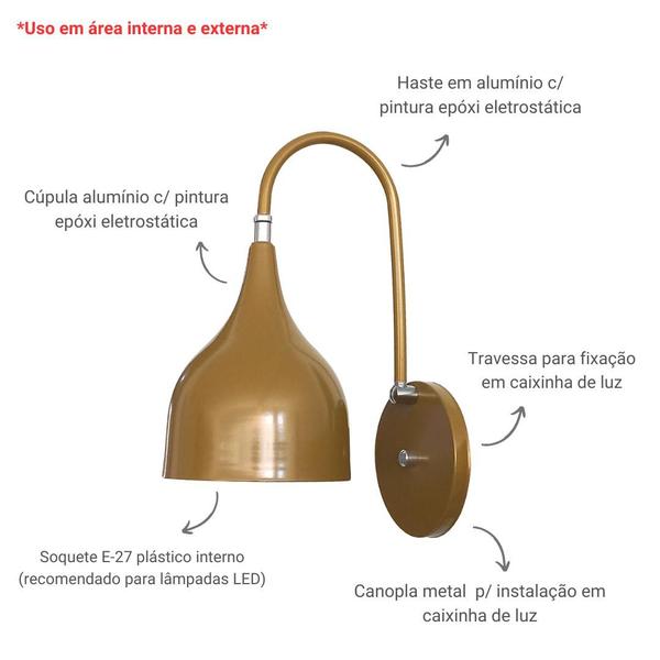 Imagem de Arandela De Parede Colonial Vintage Cúpula Sino Estilo J - Soquete E-27  ABF Luminárias