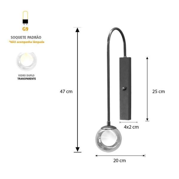 Imagem de Arandela De Parede Globo Duplo Vidro Base Retangular Bronze