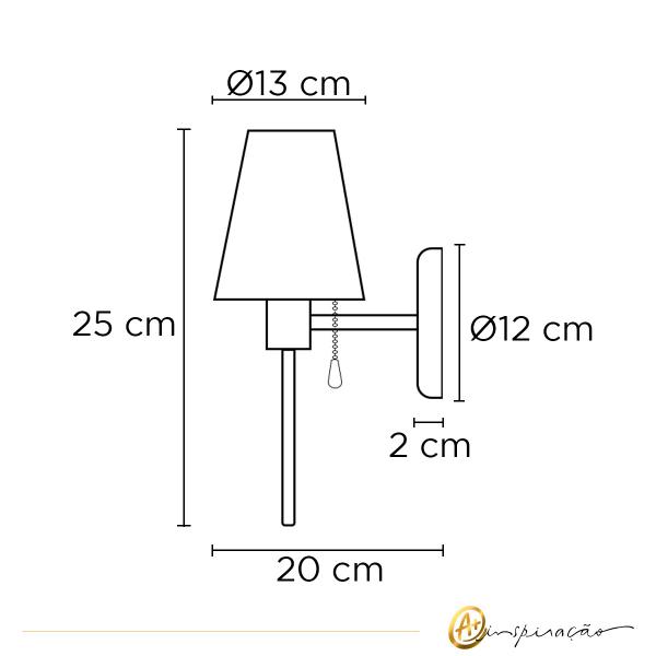 Arandela De Parede String Cúpula Tecido 887/1 - Spotline Imagem de Arandela De Parede String Cúpula Tecido 887/1