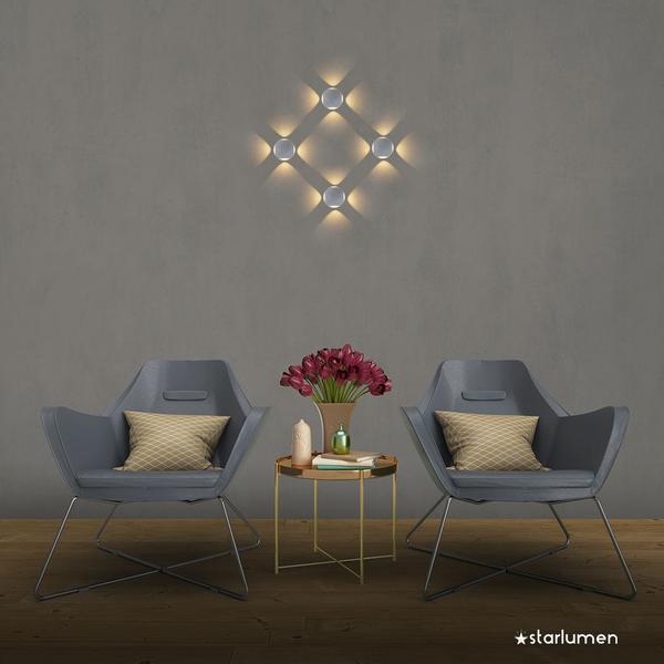 Arandela Decorativa Criativa Tetra LED 12W 3000K Opus Branca ST2486 Imagem de Arandela Decorativa Criativa Tetra LED 12W 3000K Opus Branca ST2486