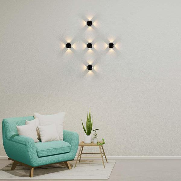 Arandela Decorativa Criativa Tetra LED 12W 3000K Opus Preto ST2486 Imagem de Arandela Decorativa Criativa Tetra LED 12W 3000K Opus Preto ST2486
