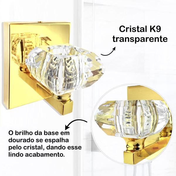 Imagem de Arandela Dourada De Cristal K9 Interna Quarto Cindy Bet40