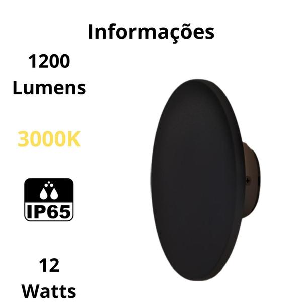 Imagem de Arandela Eclipse 12W 3000K A Prova De Agua Luz Indireta Led