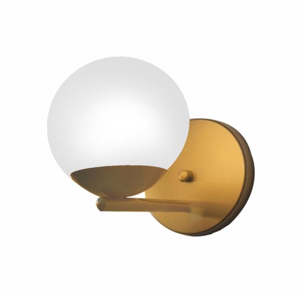 Arandela Globo Jabuticaba Vidro Parede Moon Alumínio G9 - Dourado Leitoso - BELA HOME Imagem de Arandela Globo Jabuticaba Vidro Parede Moon Alumínio G9 - Dourado Leitoso