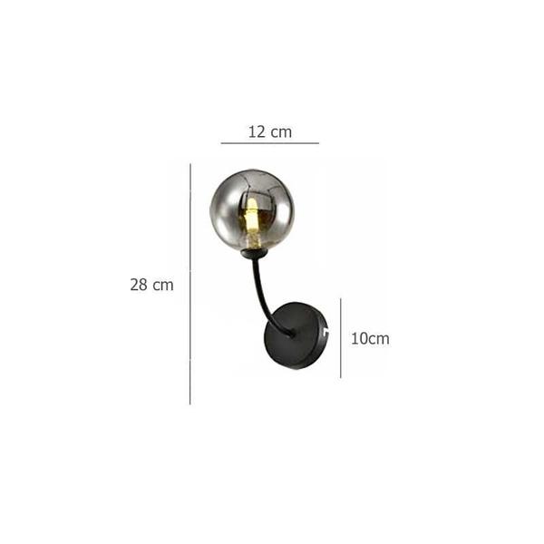 Arandela Lavabo Preto Fosco Globo De Vidro Fume Zan77 - Acende A Luz Imagem de Arandela Lavabo Preto Fosco Globo De Vidro Fume Zan77