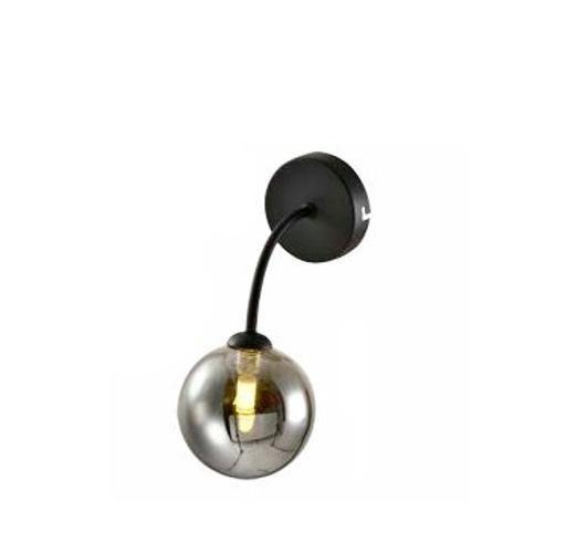 Arandela Lavabo Preto Fosco Globo De Vidro Fume Zan77 - Acende A Luz Imagem de Arandela Lavabo Preto Fosco Globo De Vidro Fume Zan77