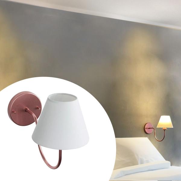 Imagem de Arandela Luminária de Parede Clássica Rose Gold Bivolt Com Cúpula Branco