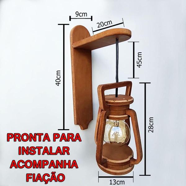 Imagem de Arandela Luminária Lustre Lampião 110/220V Kit 2 Peças