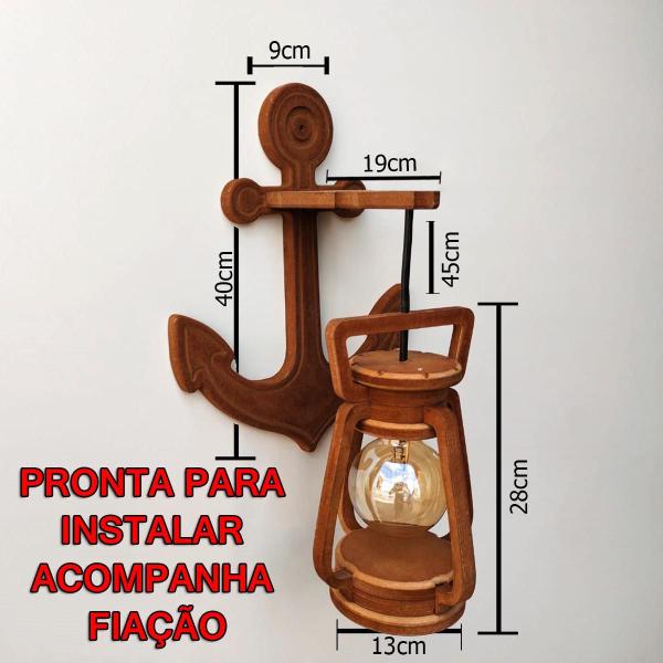 Imagem de Arandela Luminária Lustre Lampião Âncora 110/220V Kit 2 Peça