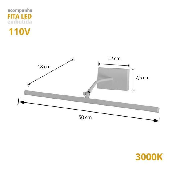 Imagem de Arandela Luminária Quadro Espelho Led 3000K Dourado 110V