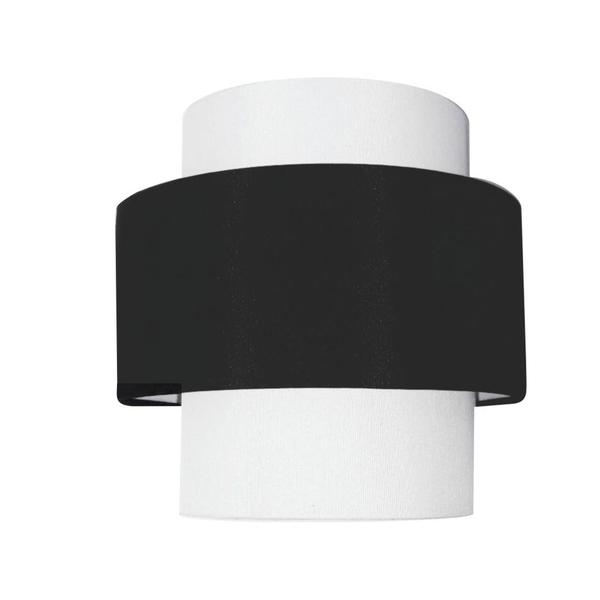 Arandela Meia Cana Dupla Md-2020 Cúpula em Tecido 25/24x12cm Branco - Preto - Bivolt - Vivare Imagem de Arandela Meia Cana Dupla Md-2020 Cúpula em Tecido 25/24x12cm Branco - Preto - Bivolt