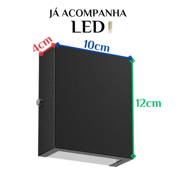 Imagem de Arandela Mini Slim 2 Focos 10x12x4cm G9 Com Lâmpada Interna Externa Muro Parede - 143