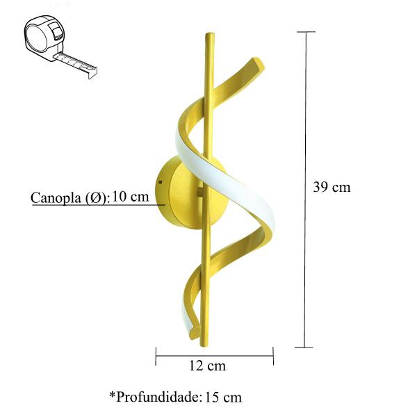 Imagem de Arandela Moderna Led Dourada Espiral Quarto Ace89