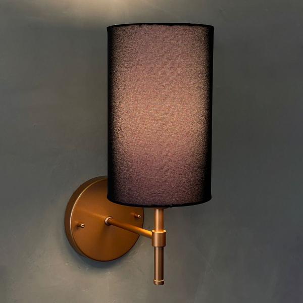 Arandela Nayara Premium Aluminio E Cupula Tecido Algodao E27 Bivolt - Tangerina Mca Imagem de Arandela Nayara Premium Aluminio E Cupula Tecido Algodao E27 Bivolt