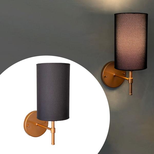 Arandela Nayara Premium Aluminio E Cupula Tecido Algodao E27 Bivolt - Tangerina Mca Imagem de Arandela Nayara Premium Aluminio E Cupula Tecido Algodao E27 Bivolt