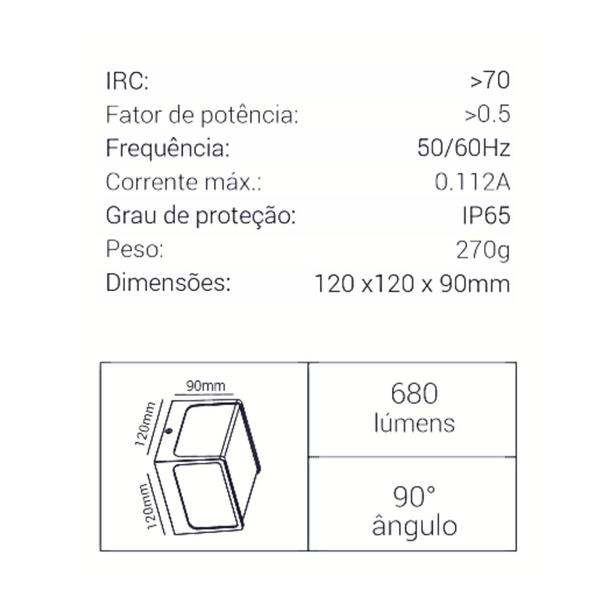Arandela New Home Quadrada 8W 3000K Ip65 A Prova Água Branco - Opus Led Imagem de Arandela New Home Quadrada 8W 3000K Ip65 A Prova Água Branco