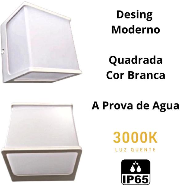 Arandela New Home Quadrada 8W 3000K Ip65 A Prova Água Branco - Opus Led Imagem de Arandela New Home Quadrada 8W 3000K Ip65 A Prova Água Branco