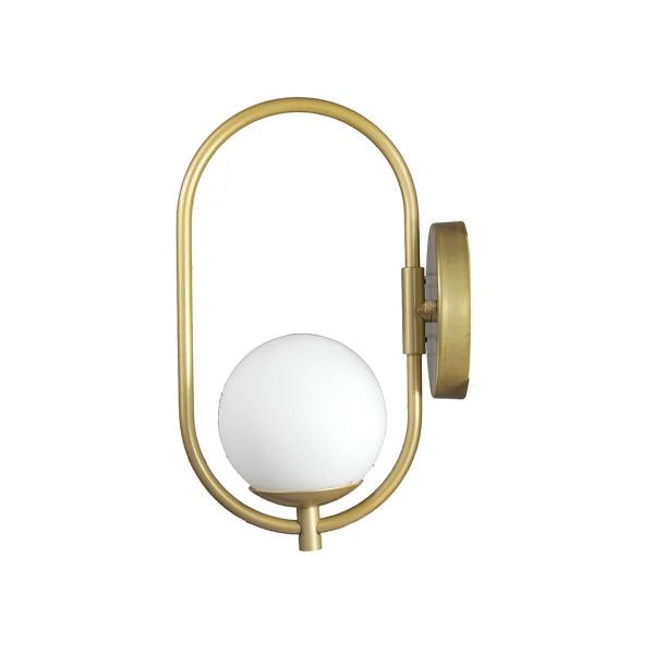 Imagem de Arandela Online Dourado Globo De Vidro Branco + Led 5W