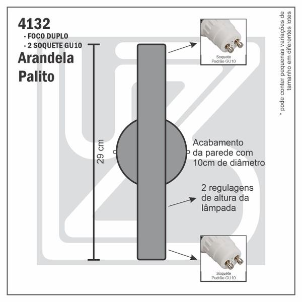 Imagem de Arandela Parede Foco Duplo Slim Palito - Preto + LED GU10