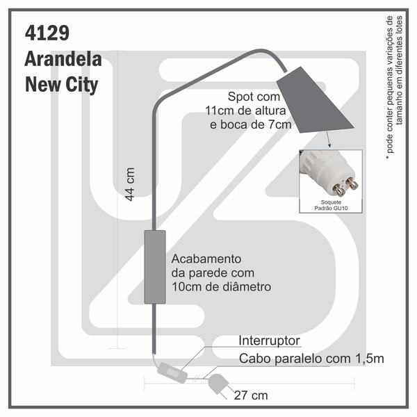 Imagem de Arandela Parede New City Branco c/ Plug e tomada  + LED GU10