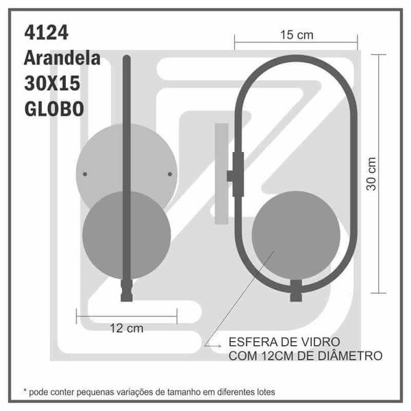 Imagem de Arandela Parede Online Preta Globo De Vidro Fume