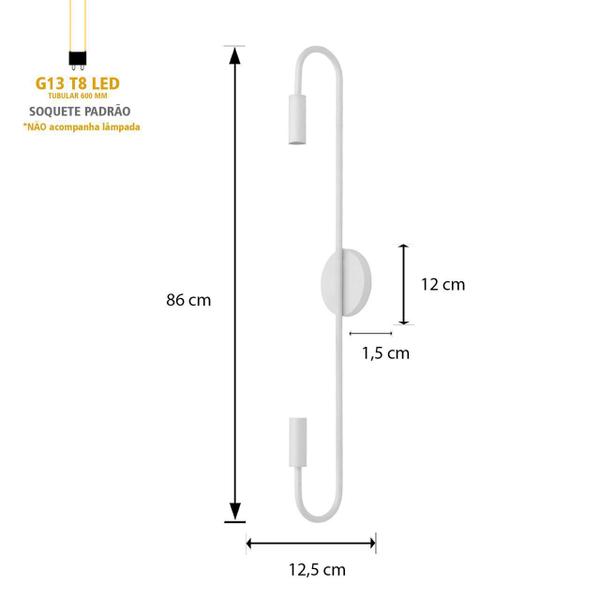 Imagem de Arandela Plafon Parede Teto Sabre Tubular Lavabo Prata T8