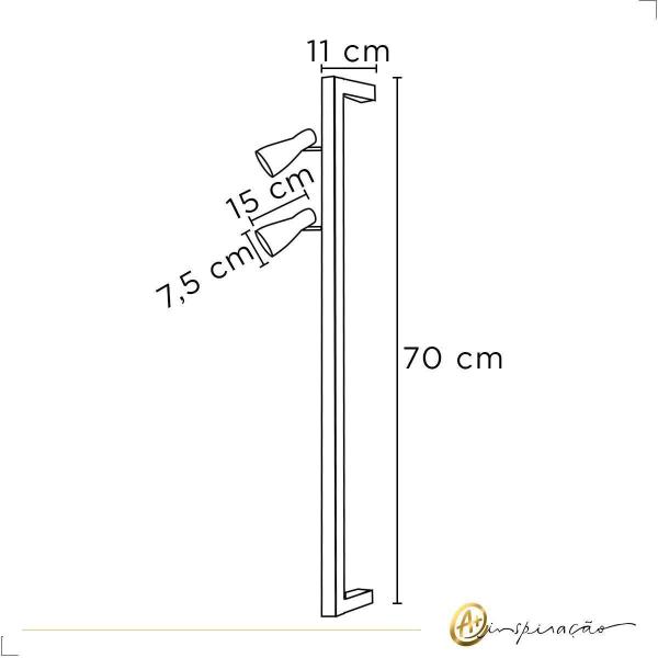 Imagem de Arandela/ Plafon Trilho 70Cm Preto Lâmpadas Bivolt Usina