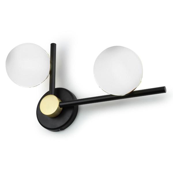 Arandela Planet Preto e Dourado Lixado 2 Globos Vidro Spotline Imagem de Arandela Planet Preto e Dourado Lixado 2 Globos Vidro Spotline