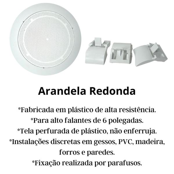 Imagem de Arandela Redonda 6 Polegadas Branca P/ Alto Falante De Teto Gesso Parede Pvc Madeira Forro