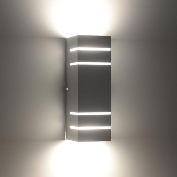 Imagem de Arandela Retangular 4 Frisos Externa Interna Muro Parede Alumínio Branco - Rei da Iluminação