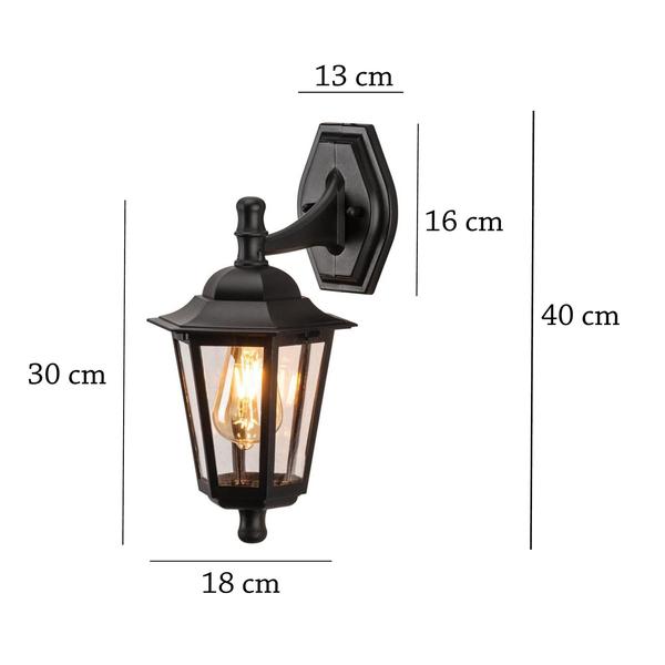 Imagem de Arandela Retro Preto Externo Lente Transp. Lup40 + LED