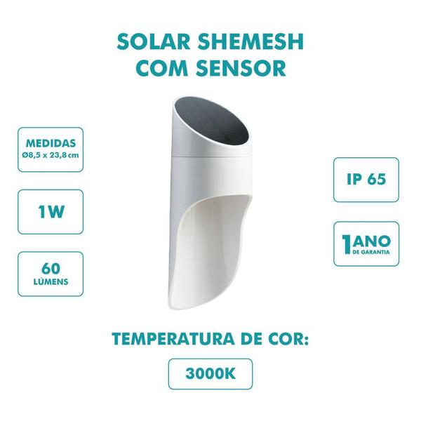 Imagem de Arandela Shemesh Para Energia Solar Sensor Branco Gaya 9777