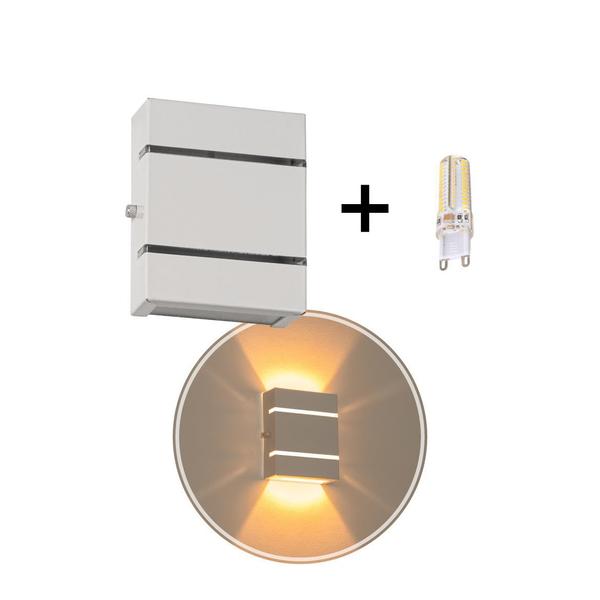 Imagem de Arandela Slim Alumínio 2 Frisos Branco + LED G9 Branco Quente St2527