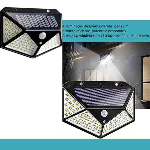 Imagem de Arandela Solar 100 Leds Original Com Luz Forte Para Jardim