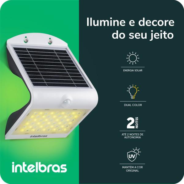 Imagem de Arandela solar integrada asi 500 dual color branca sem fio - intelbras