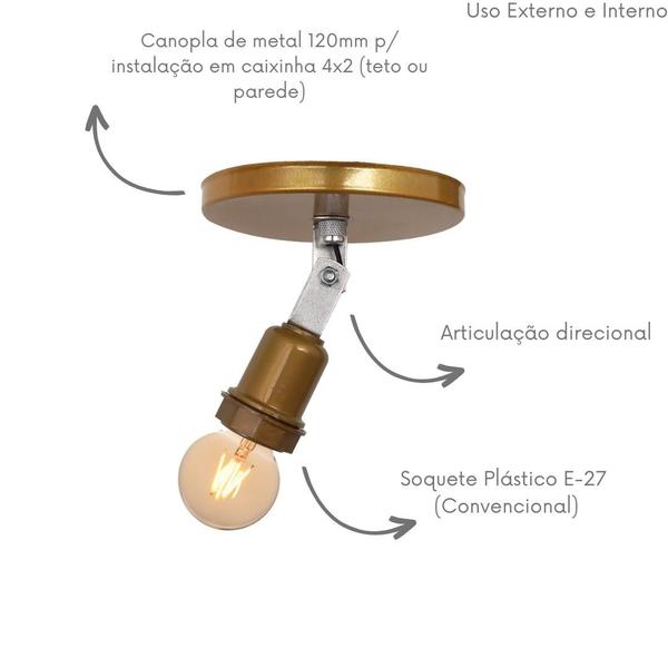 Imagem de Arandela Spot Articulada Área Interna Externa Vintage Simples - Soquete E-27 - ABF Luminárias