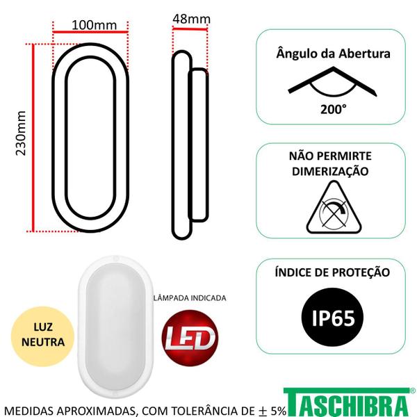 Arandela Tartaruga Led Branca IP65 32w Branco Neutro 4000K - TASCHIBRA Imagem de Arandela Tartaruga Led Branca IP65 32w Branco Neutro 4000K