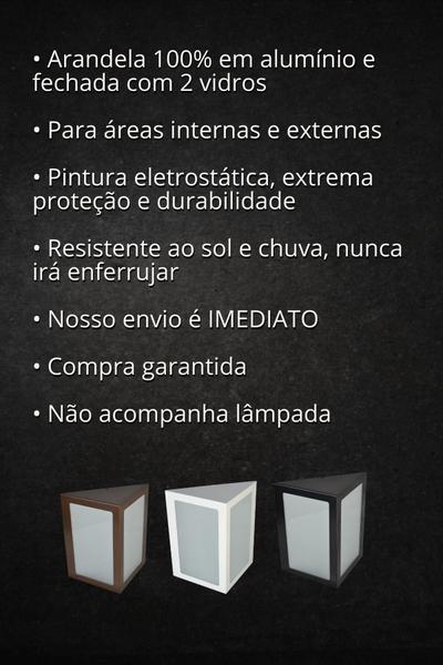 Imagem de Arandela Triângulo Alumínio 2 Vidros Externa E27 Parede Muro - Preto Texturizado - 6212