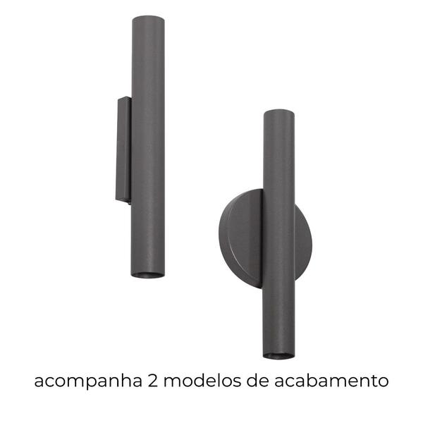 Imagem de Arandela Tubo Cilindro 30cm 2 Fachos Cinza P/ 2 MR11 ST2773