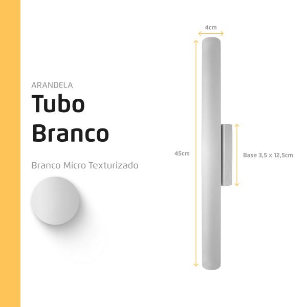 Imagem de Arandela Tubo Cilindro Alumínio Branca 40cm